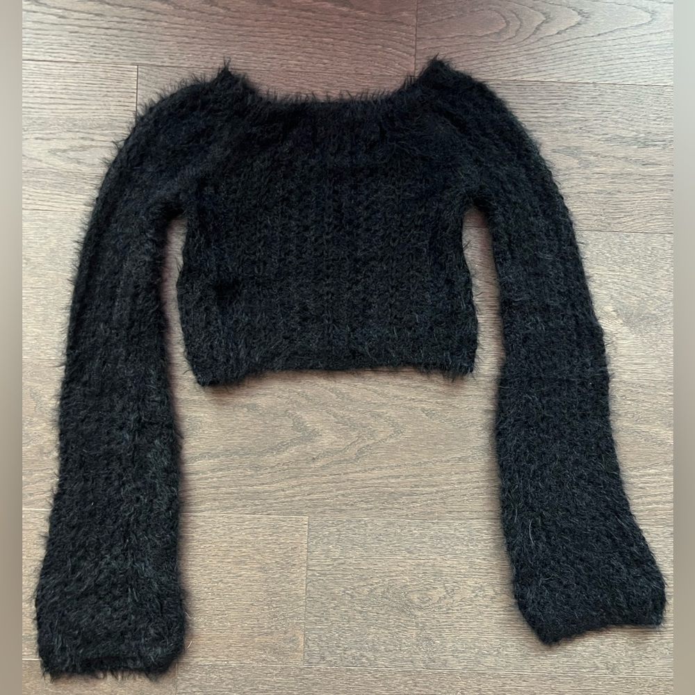 Kimchi Blue black fuzzy sweater top